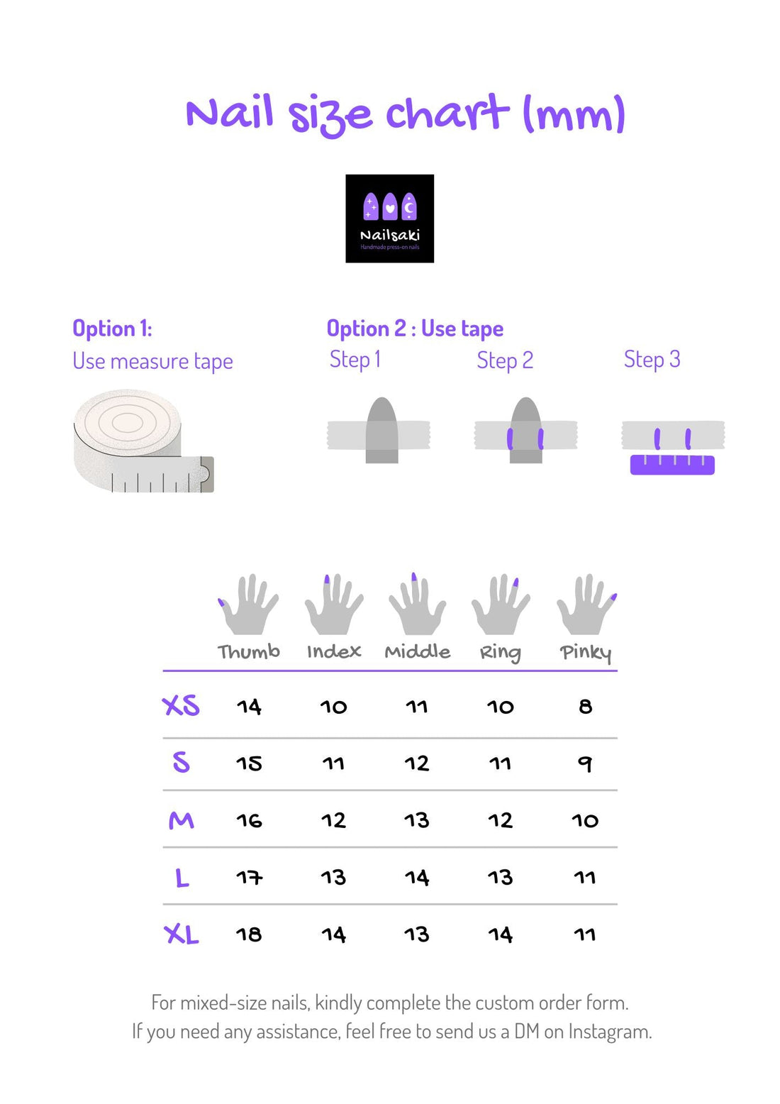 How to measure your nail size